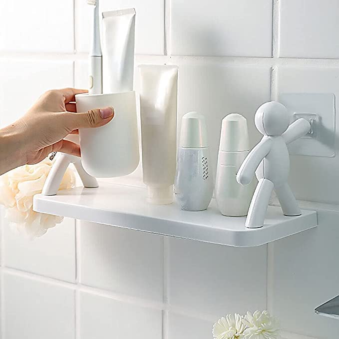 Clefairy Kitchen and Bathroom Shelf, Adhesive Non-Drilling Wall-Mounted Storage Rack, Self Adhesive Stand for Soap, Liquid Bottles and Spices - Image 2