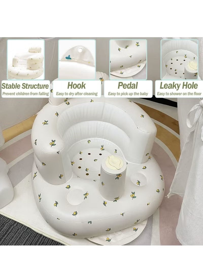 مقعد أطفال قابل للنفخ للأطفال من عمر 3 أشهر فما فوق، مقاعد أرضية للأطفال للجلوس، مقاعد أطفال للرضع، كرسي أطفال قابل للنفخ مع مضخة هواء مدمجة - Image 3