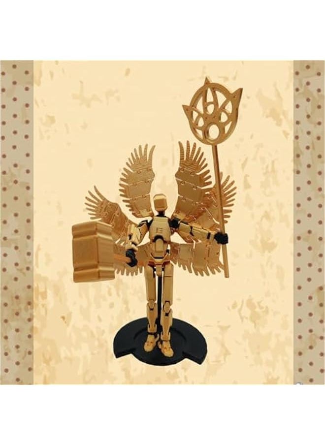 T13 Action Figure Set, Assembly Completed, 3D Printed Dummy Titan 13 Action Figures, Six Wings Golden Zenith and Dark Angel，Multi-Jointed Lucy 13,With Stand，Gift for Collectors (2 fihures)