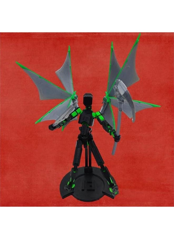 T13 Action Figure Set, Assembly Completed, 3D Printed Dummy Titan 13 Action Figures, Six Wings Golden Zenith and Dark Angel，Multi-Jointed Lucy 13,With Stand，Gift for Collectors (2 fihures)