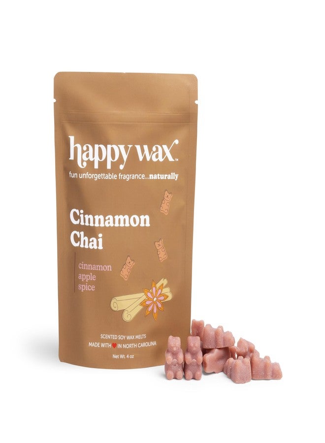 Happy Wax Cinnamon Chai Scented Bear Wax Melts - Natural Strong Fall Scented Infused with Essential Oils - Non Toxic - for use with Warmers - 4 oz Pouch - Image 1