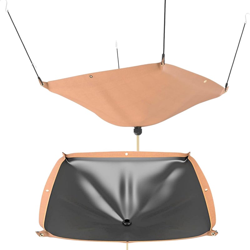 MOOFI Roof Leak Diverter Tarp with 10ft Drain Hose 420D Oxford Fabric Ceiling Leak Catcher Rainwater Collector 3ft x 3ft Emergency Roof Leaks Warehouse Shop Garage Office Outdoor Khaki