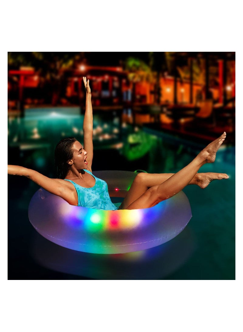 SYOSI SYOSI LED Inflatable Pool Float, Adult Pool Float Tube, LED Pool Swim Ring, Water Fun Large Blow Up Summer Beach Swimming Raft, for Adult - Image 3