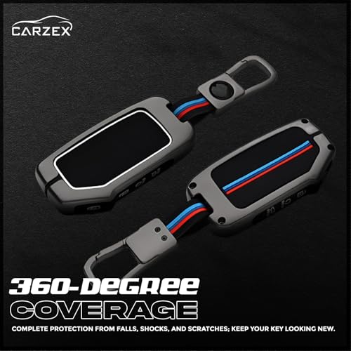 Carzex® Smart Key Cover Compatible with Kia Seltos 2024-2023 Facelift HTX, Carens, Clavis X-Line, Sonet Facelift – 4 Flip Button Metal Silicone TPU Protective Key Shell (Black) - Image 3