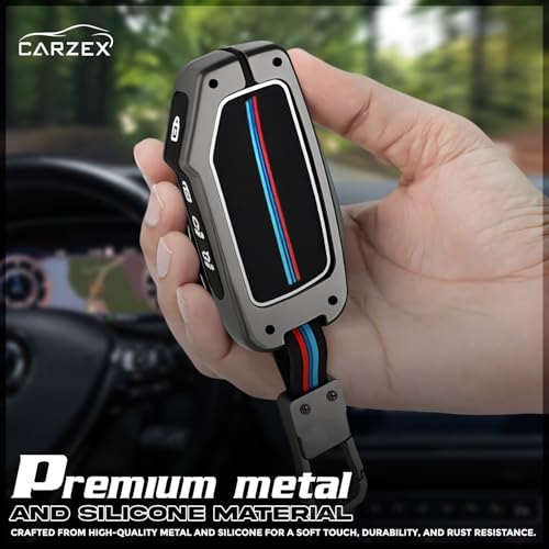 Carzex® Smart Key Cover Compatible with Kia Seltos 2024-2023 Facelift HTX, Carens, Clavis X-Line, Sonet Facelift – 4 Flip Button Metal Silicone TPU Protective Key Shell (Black) - Image 2