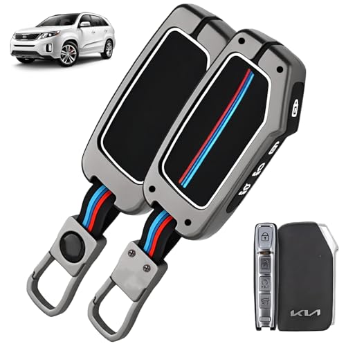Carzex® Smart Key Cover Compatible with Kia Seltos 2024-2023 Facelift HTX, Carens, Clavis X-Line, Sonet Facelift – 4 Flip Button Metal Silicone TPU Protective Key Shell (Black) - Image 1