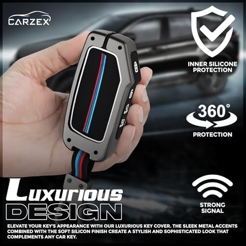 Carzex® Smart Key Cover Compatible with Kia Seltos 2024-2023 Facelift HTX, Carens, Clavis X-Line, Sonet Facelift – 4 Flip Button Metal Silicone TPU Protective Key Shell (Black) - Image 5