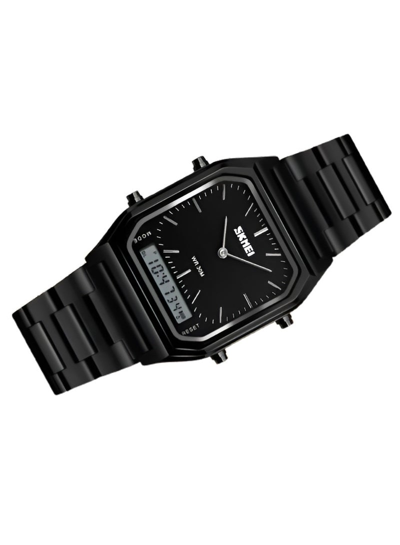 سكمي ساعة يد SKMEI 1220 من الفولاذ المقاوم للصدأ باللون الأسود - Image 3
