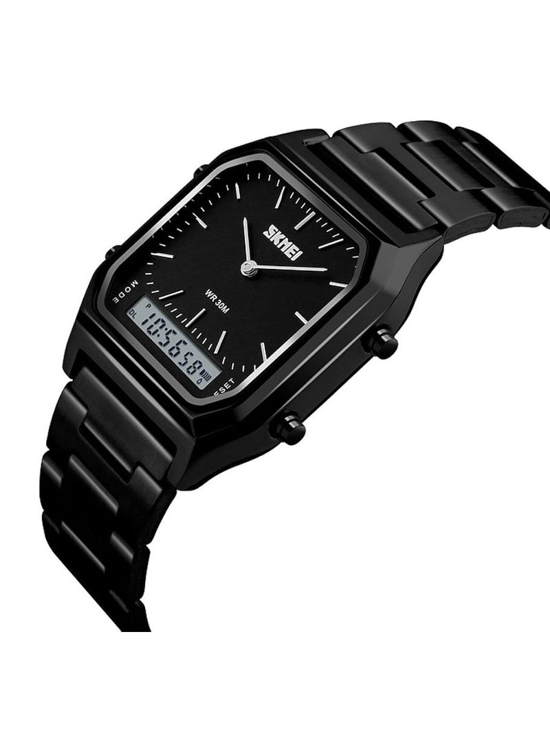 سكمي ساعة يد SKMEI 1220 من الفولاذ المقاوم للصدأ باللون الأسود - Image 2
