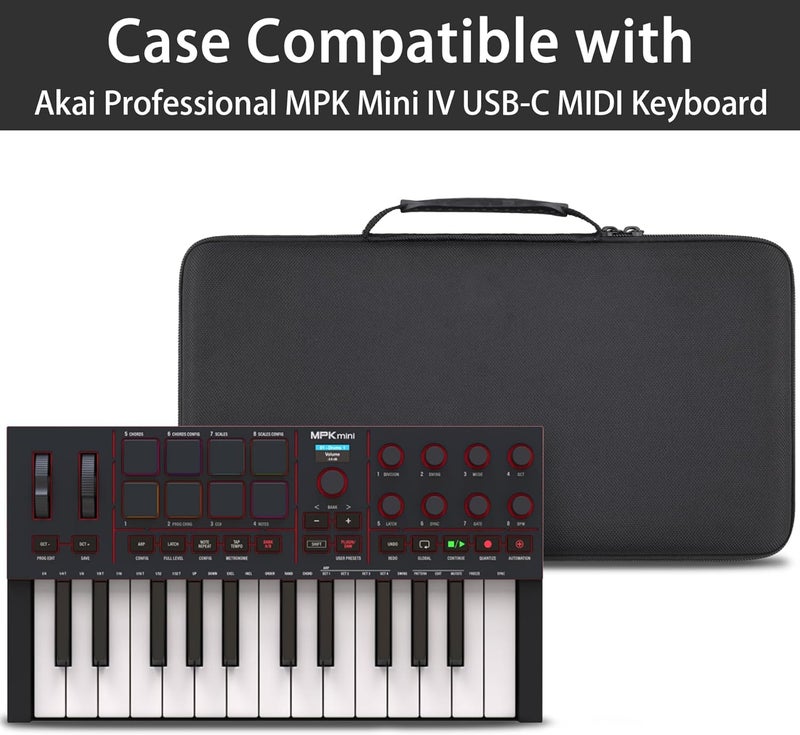 كو2كريا غطاء صندوق السفر القاسي من لجهاز تحكم لوحة المفاتيح Akai Professional MPK Mini IV MIDI USB-C (الغطاء فقط، الغطاء فقط) - Image 2