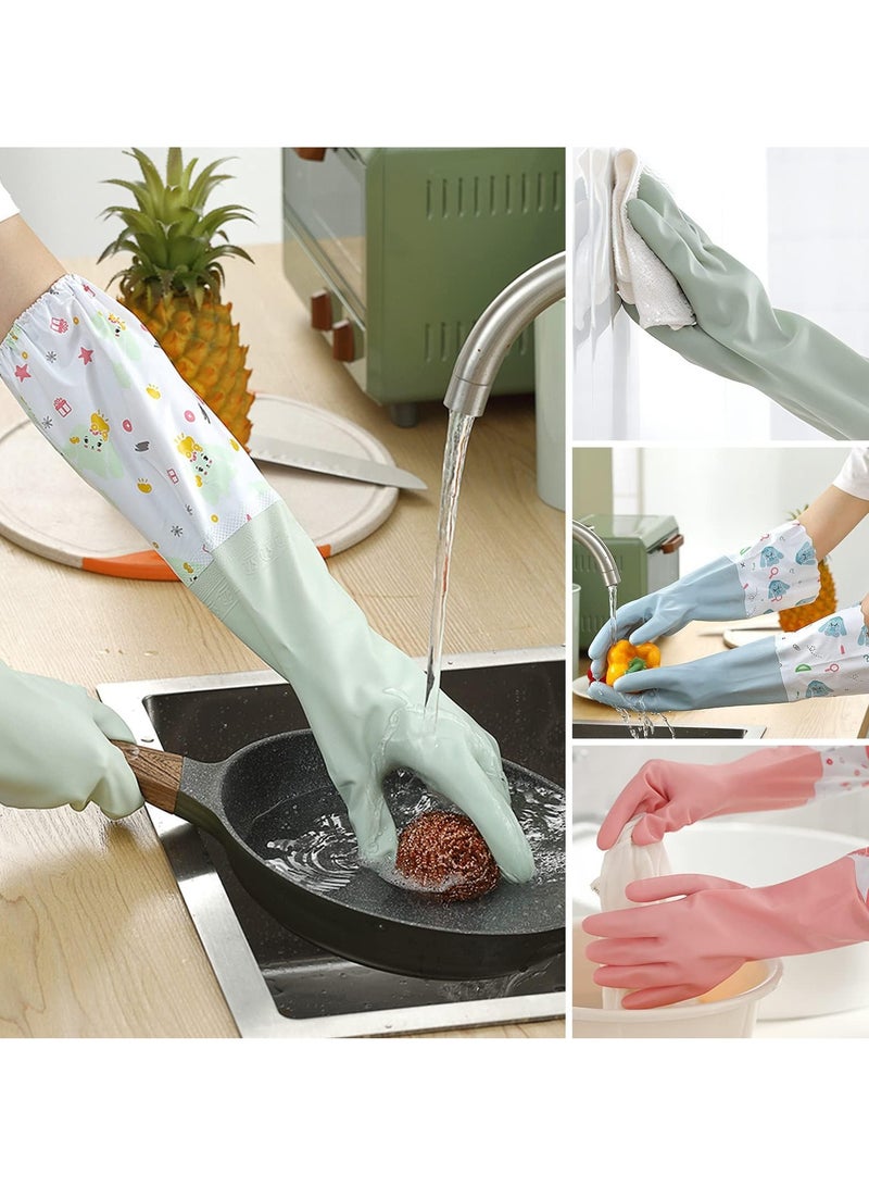 GNAFOTU 3 Pcs Rubber Dishwashing Cleaning Gloves - Waterproof, Reusable Long Kitchen Gloves, Latex-Free Household Gloves for Laundry, Cleaning, Working, Gardening - Image 4
