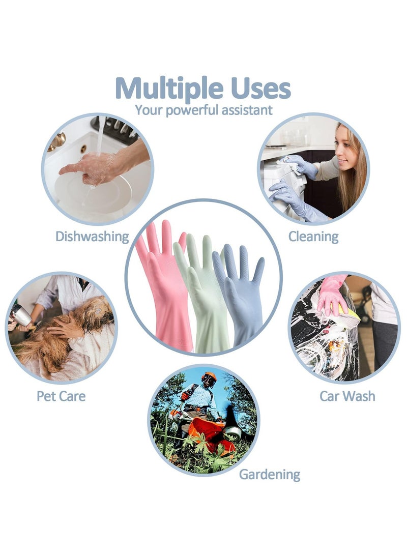 GNAFOTU 3 Pcs Rubber Dishwashing Cleaning Gloves - Waterproof, Reusable Long Kitchen Gloves, Latex-Free Household Gloves for Laundry, Cleaning, Working, Gardening - Image 5