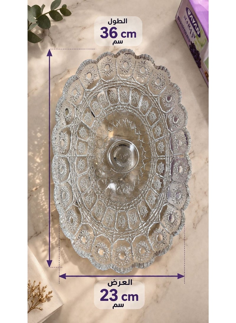 Rayan Elegant and sophisticated glass fruit serving dish, 23cm wide and 36cm long - Image 2