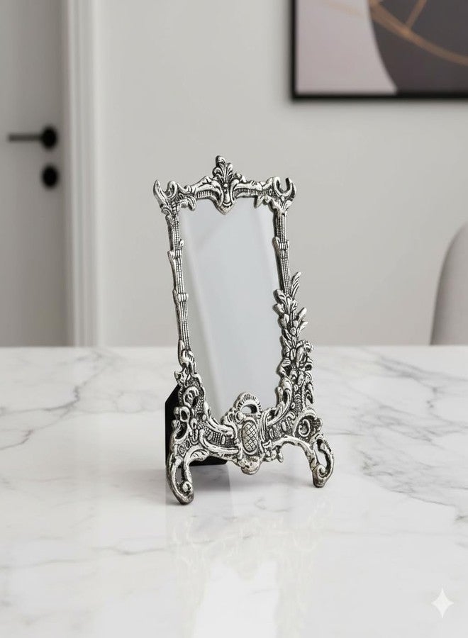 NATRIEL إطار صور من الفضة الألمانية من ناتريل، تصميم باروكي مزخرف، تشطيب فضي عتيق، 9.0 × 10.62 بوصة (23 × 27 سم) - Image 3