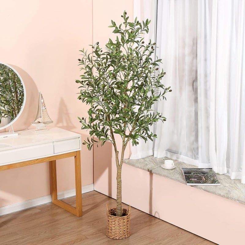 Artificial Tropical PlantsOlive Tree with Lifelike Olive Branches and FruitsPerfect Lifelike Artificial Tree for Modern Home Decor indoor and out doorOfficePerfect Housewarming Gift CU 150