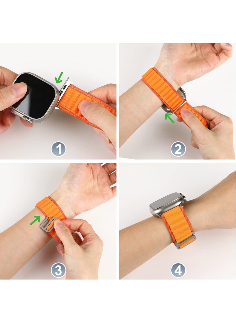 Compatible Textile Stretch Nylon Sport Strap for Apple Watch Ultra 49mm, 45mm, 44mm, 42mm - Titanium G-Hook Wristband for Series 8/7/6/SE/5/4/3/2/1 Men’s Bands. - Image 3