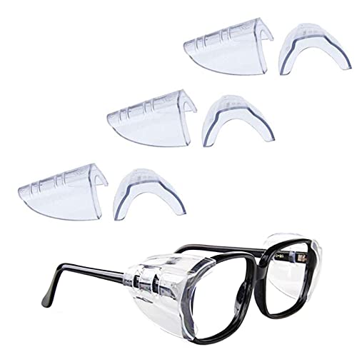 Korty 3 Pairs Eye Glasses Side Shields, Flexible Slip On Side Shields For Safety Glasses Fits Small To Medium,Clear, Black - Image 1