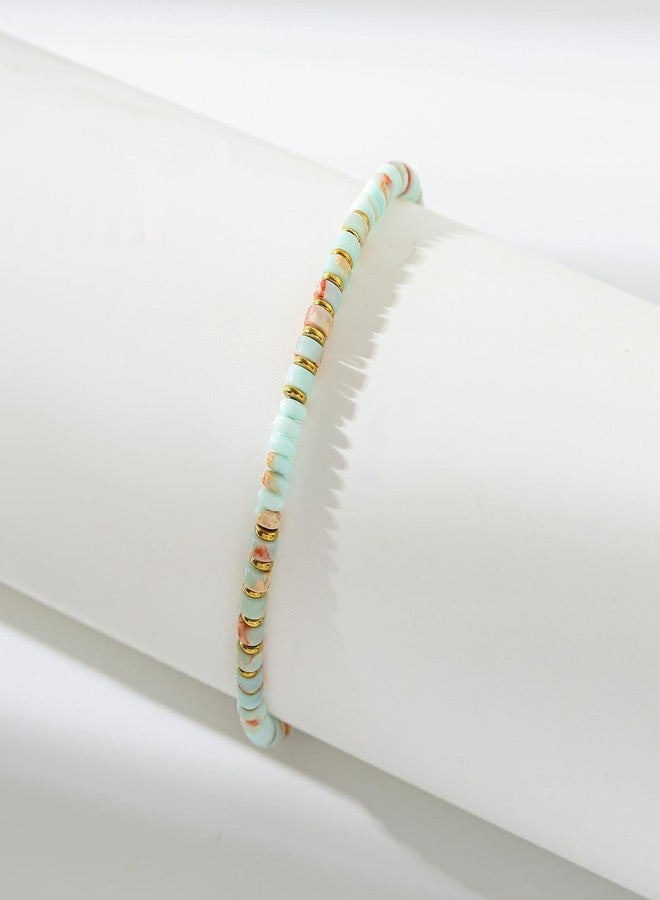 XIJIN Natural Stone Beaded Anklets for Women Handmade Beach Boho Turquoise Beads Ankle Bracelet Jewelry Gift for Her, 7.9 inch, Stone, no gemstone - Image 5