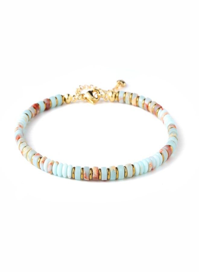 XIJIN Natural Stone Beaded Anklets for Women Handmade Beach Boho Turquoise Beads Ankle Bracelet Jewelry Gift for Her, 7.9 inch, Stone, no gemstone - Image 4