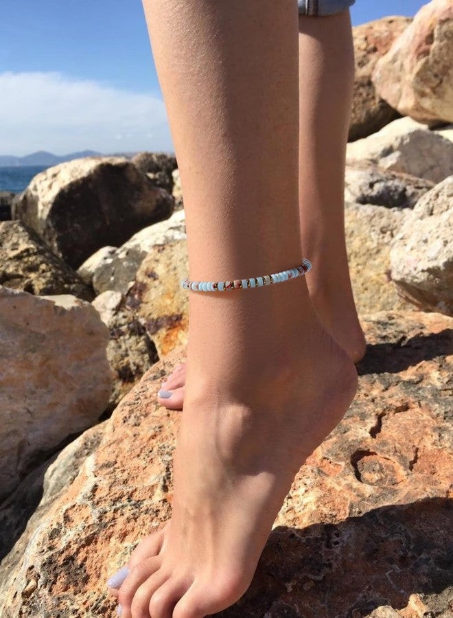 XIJIN Natural Stone Beaded Anklets for Women Handmade Beach Boho Turquoise Beads Ankle Bracelet Jewelry Gift for Her, 7.9 inch, Stone, no gemstone - Image 3