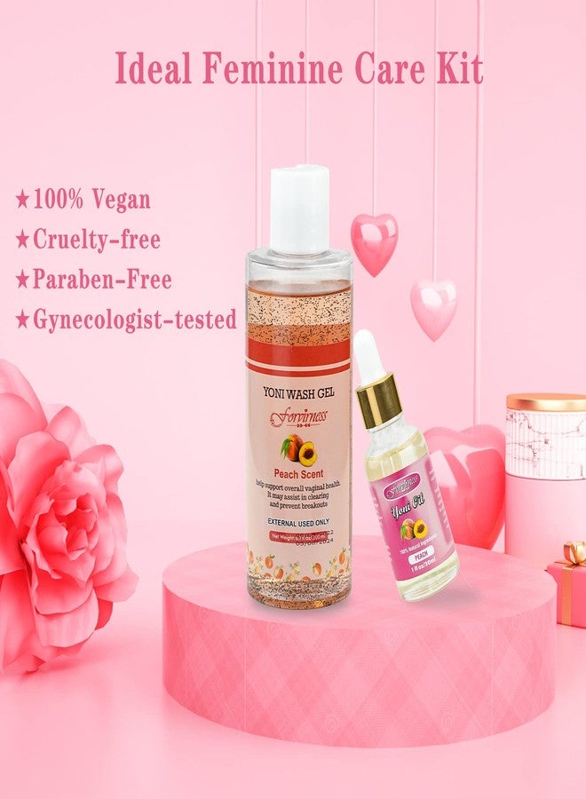 forvirness Natural Feminine Wash Yoni Oil Set, Body Cleanser with Cleaning Factor, Yoni Wash for Women pH Balance,1 fl.oz Peach Feminine Oil & 6.7 fl.oz Intimate Cleanser - Image 2
