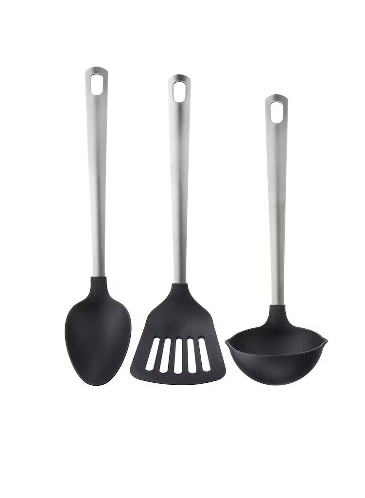 3-piece kitchen utensil set, black/stainless steel - Image 1