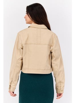 ESPRIT Women Plain Jacket Shirt, Tan  - Image 4