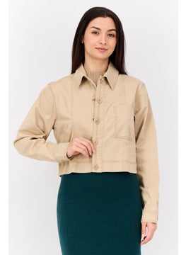 ESPRIT Women Plain Jacket Shirt, Tan  - Image 1