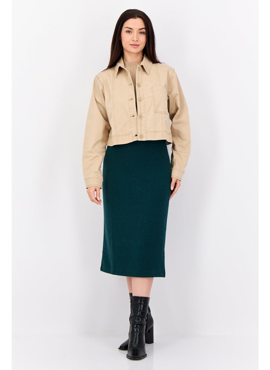 ESPRIT - Women Plain Jacket Shirt, Tan - Image 1