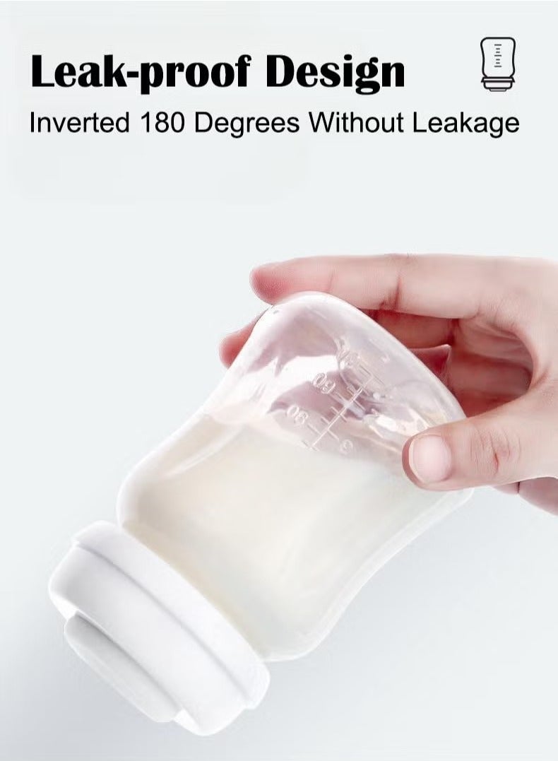 Bebiland 6 PCS  Count Breastmilk Storage Bottles with Lock-Tight Cap, 180 Ml Breast Milk Storage Containers for Fridge, Breastmilk Storage Bag Alternative Breastfeeding Supplies - Image 4
