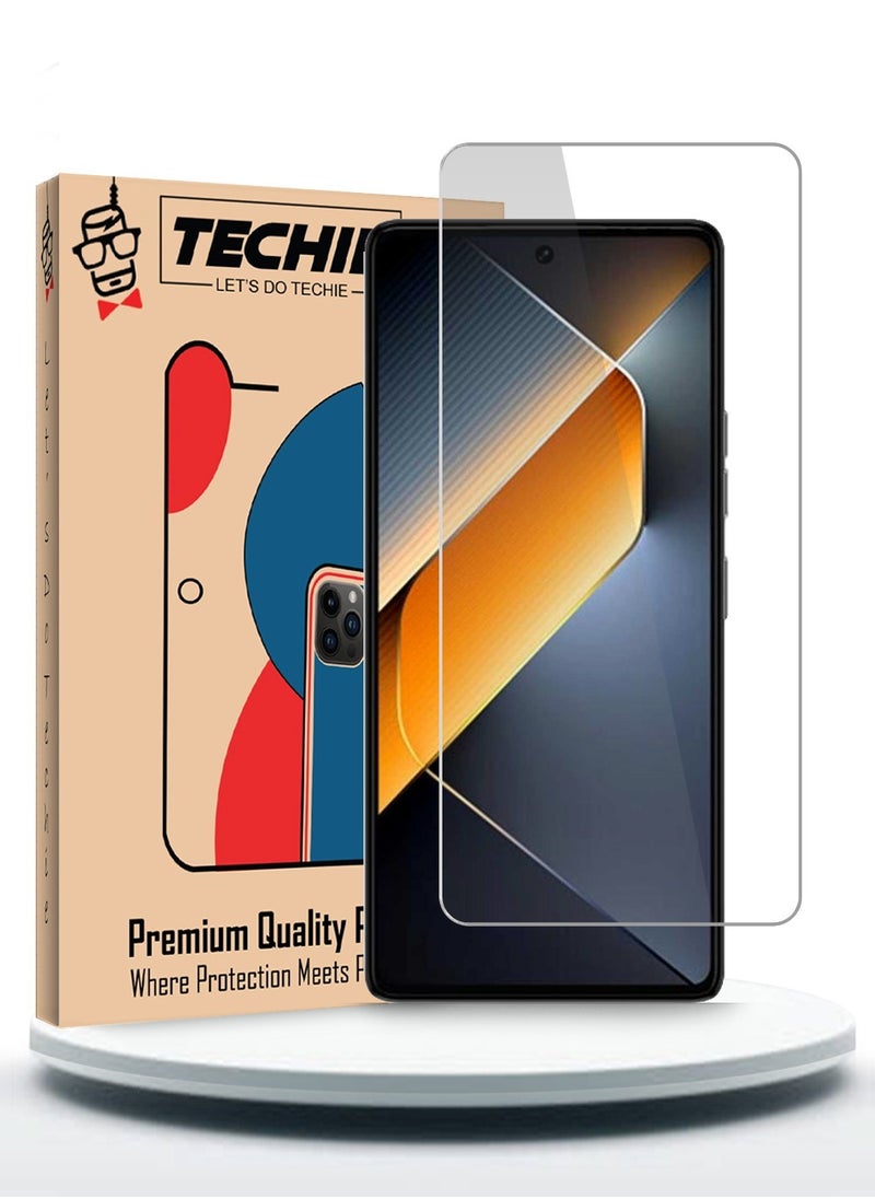 Techie HD Tempered Glass Screen Protector for Tecno Pova 6 Pro - Anti Reflection Anti Bubbles 9H Hardness 0.33 mm Rounded Edges Easy Installation  - Image 1