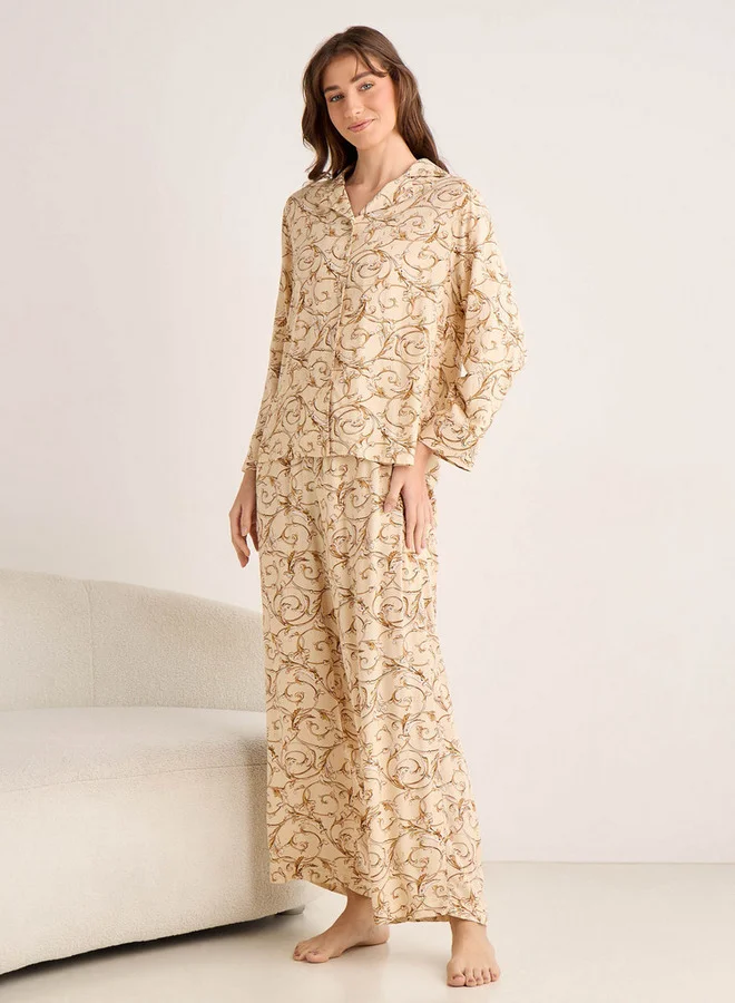 Splash FAV Pyjama Set Button-Down Shirt & Trousers Viscose