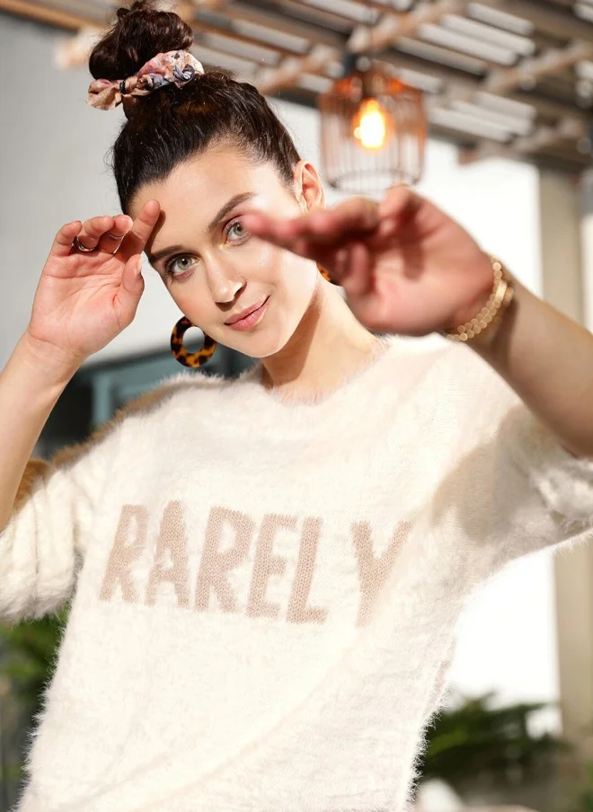 STREET 9 Cream Typography Pullover for Women