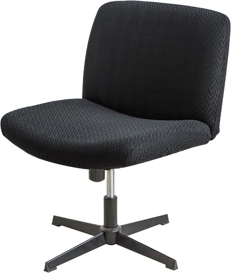 EVOLLER Store Criss Cross Chair Cover Armless Chair Slipcover Office Desk Chair Covers T-Shape Jacquard Mid Back Wide Seat Accent Chair Covers for Computer Chairs and Vanity Chairs(T Shape-Black) - Image 1