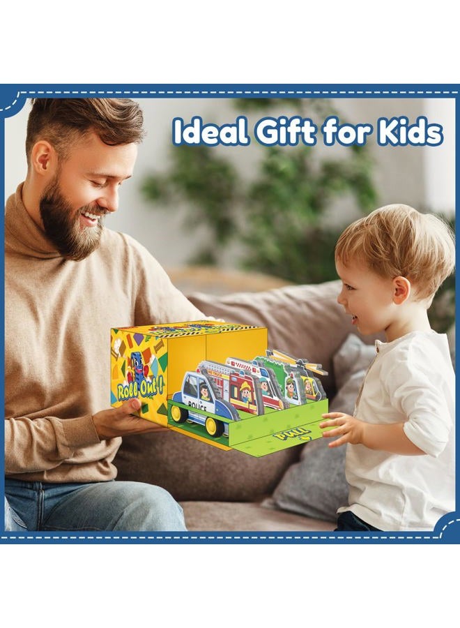 Oriate Rolling City Vehicle for Magnetic Tiles, Free Wheels Rescue Toy Cars Compatible with Road Magnet Tiles, Car Toys for Kids Urban Road Traffic Magnetic Tiles Toys, Educational Gift Boys Girls - Image 5