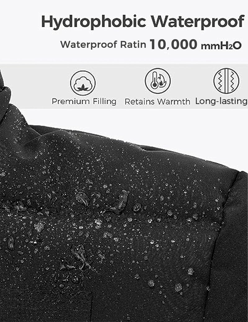 Wantdo Men's Winter Puffer Coat with Detachable Fur Hood - Black, Large - Image 4