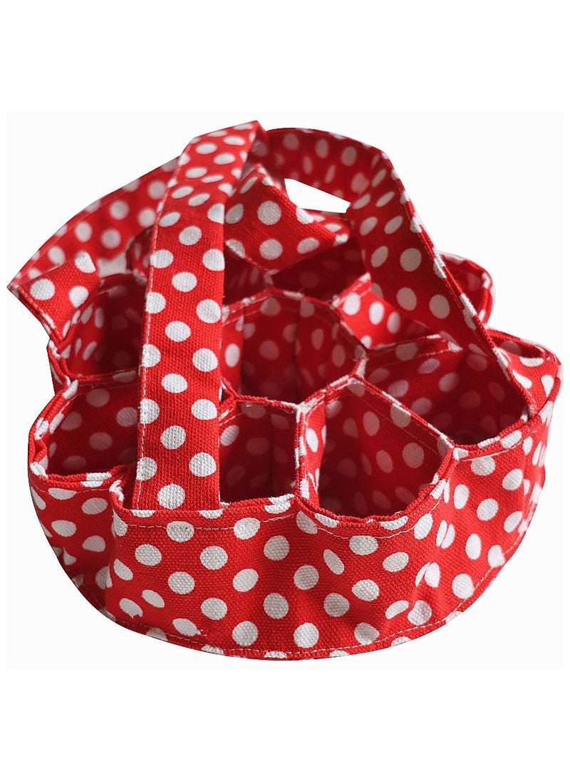 Generic Egg Basket Bag, Mini Egg Collecting Bags Gathering Basket with 9 Pouches for Easter Farmhouse Chicken Hen Duck Goose Housewife Garden Transporting Storage for Egg Collection  (Red Spot)  - Image 1