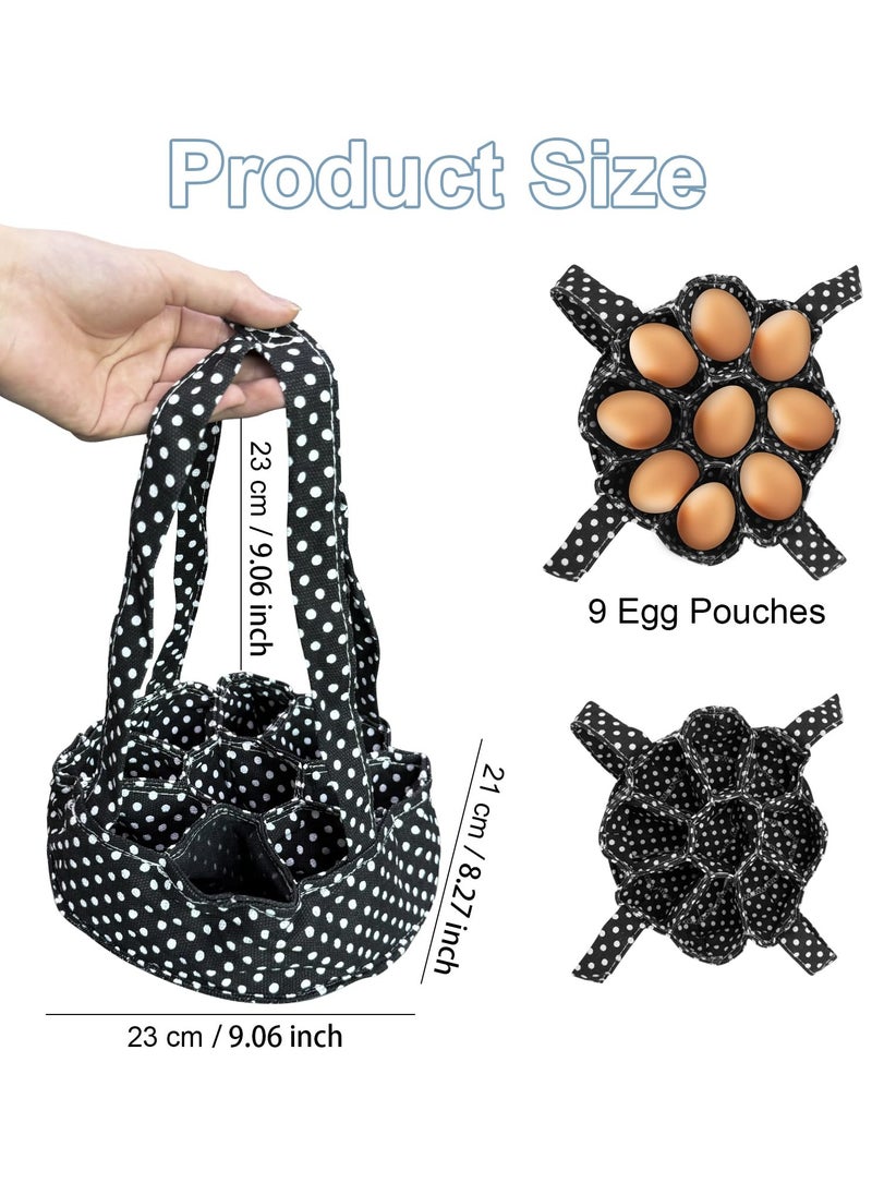 Generic Egg Basket Bag, Mini Egg Collecting Bags Gathering Basket with 9 Pouches for Easter Farmhouse Chicken Hen Duck Goose Housewife Garden Transporting Storage for Egg Collection  (Red Spot)  - Image 2
