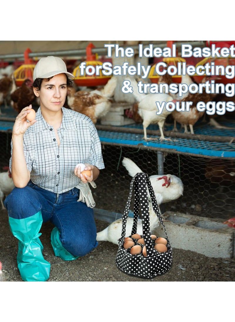 Generic Egg Basket Bag, Mini Egg Collecting Bags Gathering Basket with 9 Pouches for Easter Farmhouse Chicken Hen Duck Goose Housewife Garden Transporting Storage for Egg Collection  (Red Spot)  - Image 3