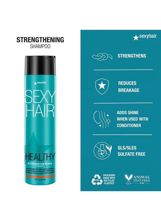 Sexy Hair - SexyHair Healthy Strengthening Anti-Breakage Shampoo, 10.1 Oz | Helps Provide Stength and Flexibility to Damaged Hair | SLS and SLES Sulfate Free - Image 1
