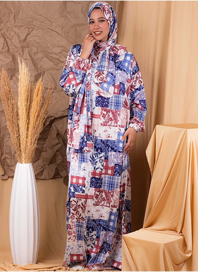 Tie Shop Tie Shop - Printed Satin Isdal - White - Blue For Women 