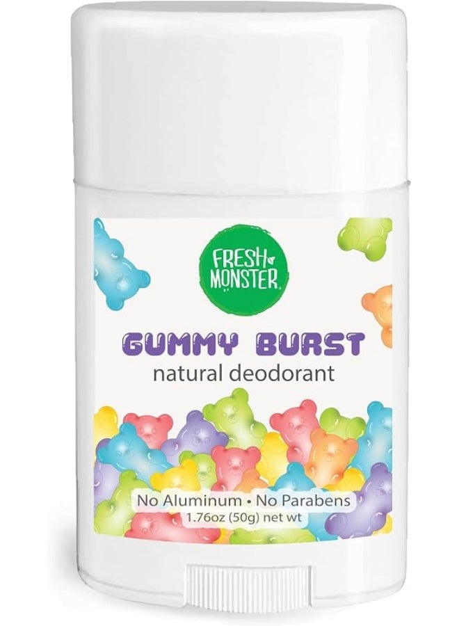 Fresh Monster Natural Deodorant for Kids & Teens, Aluminum Free, Paraben Free, Hypoallergenic Deodorant, Gummy Burst (1.76oz)
