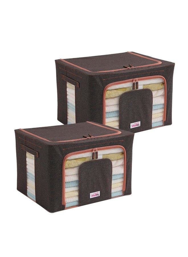 BlushBees Living Box - Wardrobe Organizer, Cloth Storage Bags with Zip - 66 Litre, Pack of 2, Espresso Brown - Image 1