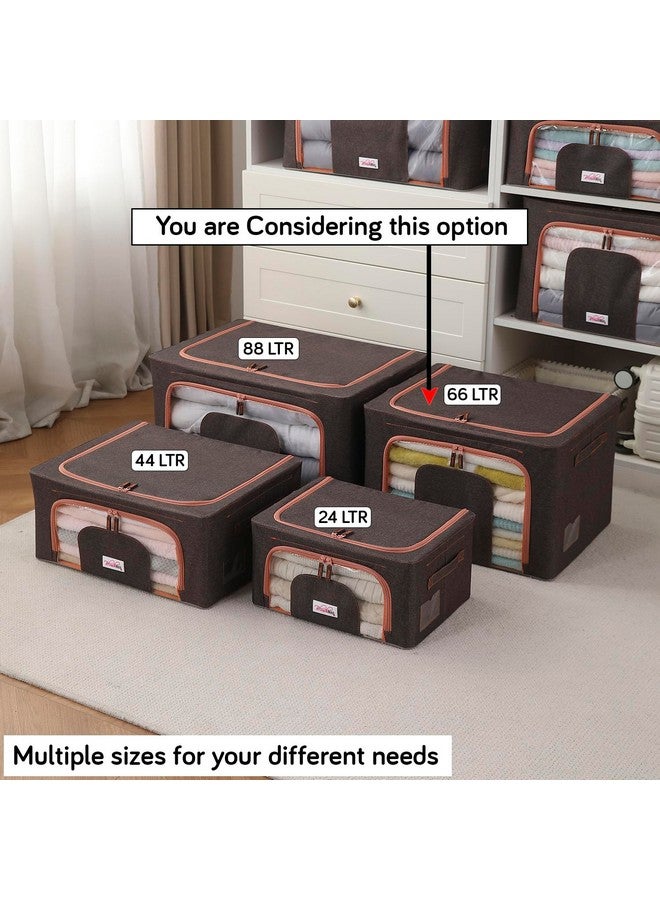 BlushBees Living Box - Wardrobe Organizer, Cloth Storage Bags with Zip - 66 Litre, Pack of 2, Espresso Brown - Image 4