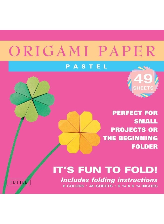 Origami Paper - Pastel Colors - 6 3/4" - 48 Sheets: Tuttle Origami Paper: High-Quality Origami Sheets Printed with 6 Different Colors: Instructions for 6 Projects Included  - Image 1