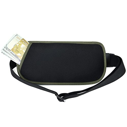 DAITET RFID Blocking Money Belt for Men Women, Slim Fanny Pack for Travel，Running,Conceal Waist Wallet for Passport Holder,Phone,Cash(Black Dark Olive Green) - Image 5