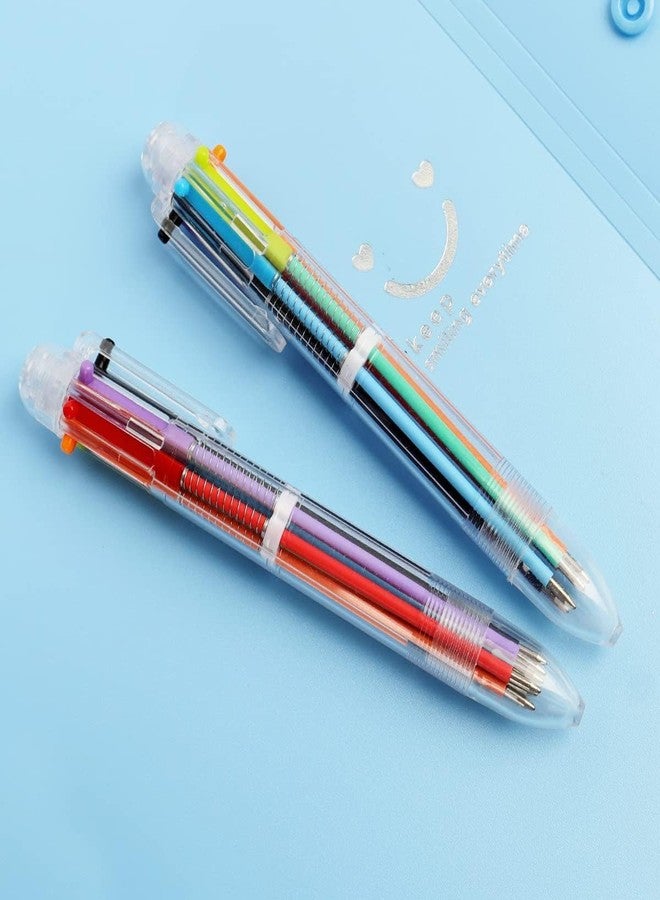 SAMEZONE 6-in-1 Multicolor Ballpoint Pen – Retractable Transparent Barrel Pen with Smooth Ink for School, Office, Journaling, Drawing – Pack of 2 - Image 1