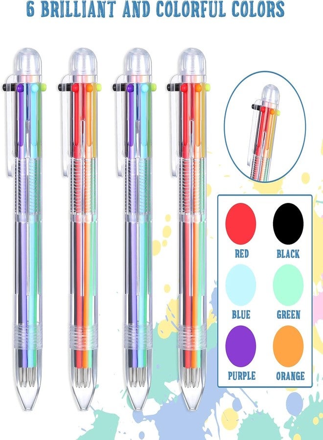 SAMEZONE 6-in-1 Multicolor Ballpoint Pen – Retractable Transparent Barrel Pen with Smooth Ink for School, Office, Journaling, Drawing – Pack of 2 - Image 5