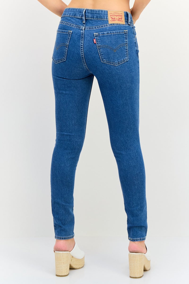 Levi's جينز ضيق للنساء، مغسول وقابل للتمدد، أزرق - Image 3
