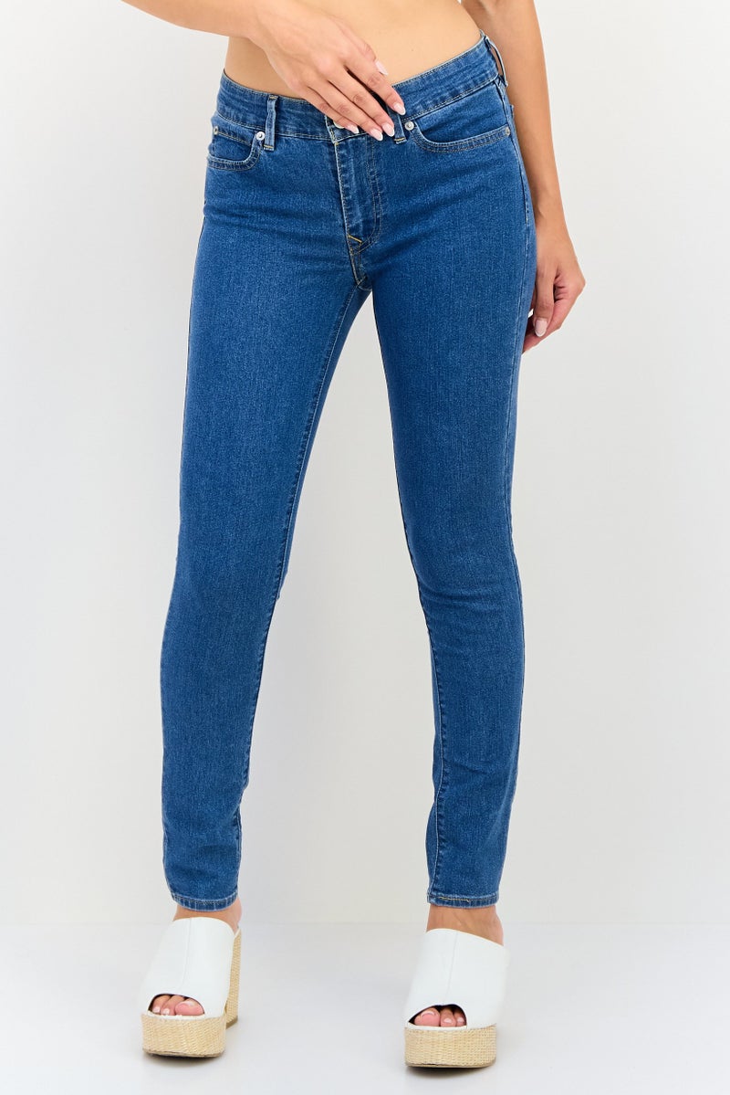Levi's جينز ضيق للنساء، مغسول وقابل للتمدد، أزرق - Image 1